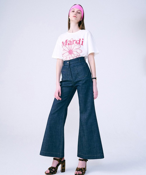 「Mardi Mercredi」 半袖Tシャツ FREE ホワイト×グリーン レディース_画像6