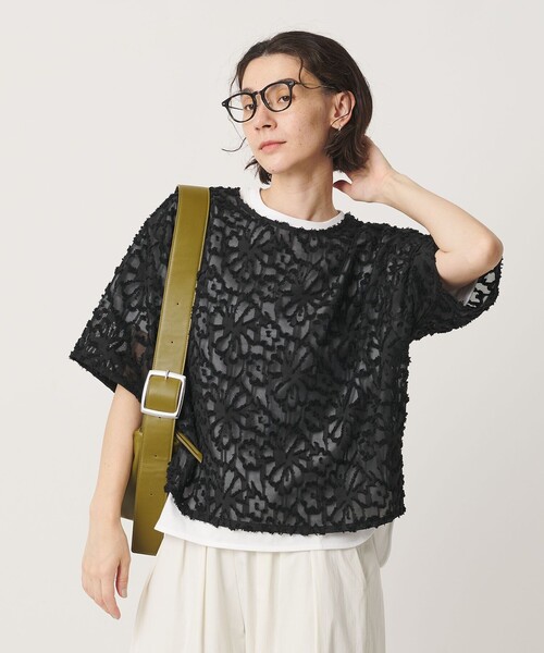 BEAUTY&YOUTH 13750円★ジャガード シャツ★ユナイテッドアローズ BEAUTY＆YOUTH UNITED ARROWS ブラウス シャツ 半袖 「WEB限定」シアー