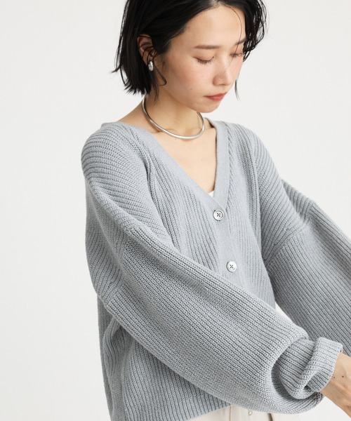 「BABYLONE」 ニットカーディガン フリー ライトグレー レディース_画像7