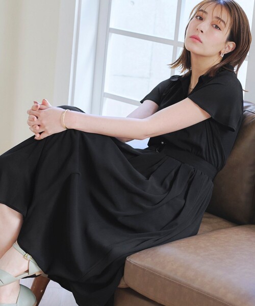 「Tiaclasse」 シャツワンピース M ブラック レディース_画像6