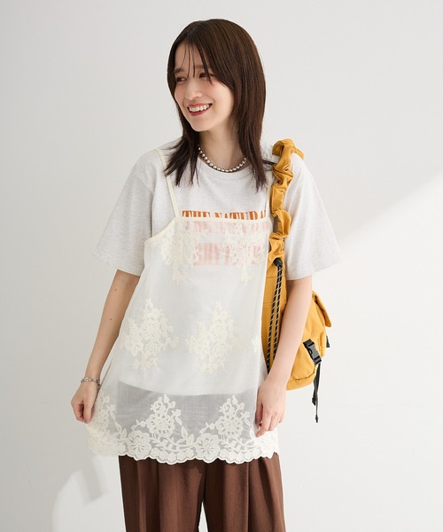 Green Parks（グリーンパークス） ベスト ジレ スカラップ刺繍レース