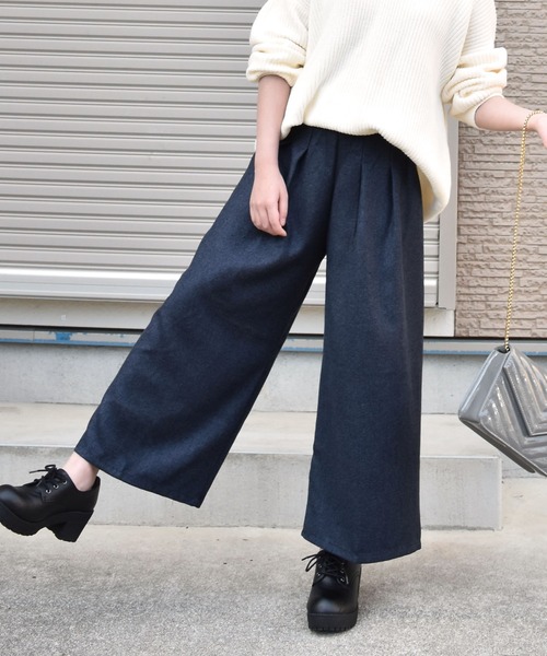 COO+i（クーイ） ワイドパンツ スラックス パンツ タック入りワイド
