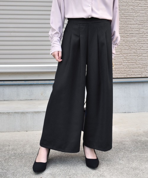 スラックスワイドパンツ Lui's スラックス パンツ 「-3キロ見え」2タックベーシック