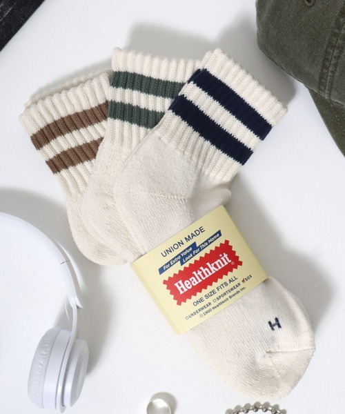 Healthknit（ヘルスニット） 靴下 「3足セット靴下」無地・ライン