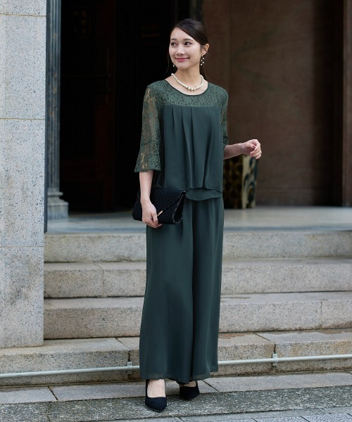 Jolie et Jolie（ジョリー エ ジョリー） パンツドレス レース切替