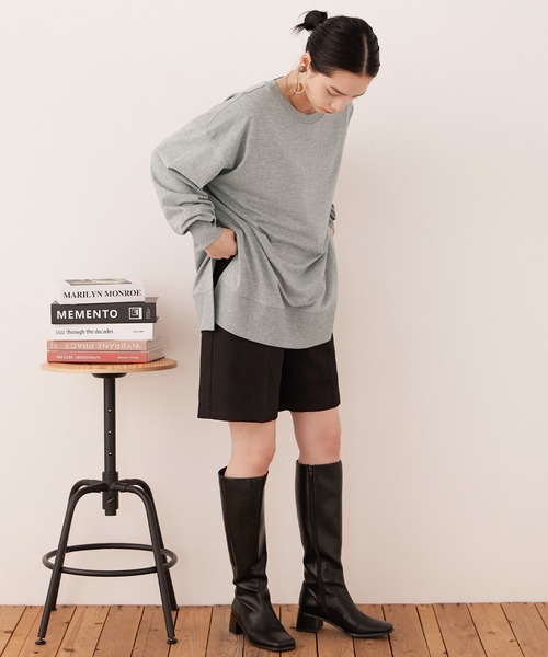 トレーナー スウェット ミニ裏毛サイドスリットトレーナー レディース Fashion Letter トレーナー スウェット 「M-5L」ミニ裏毛 サイド