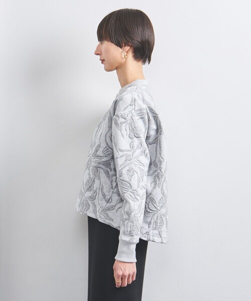 スウェット フラワー ジャカード ロングスリーブ スウェット  