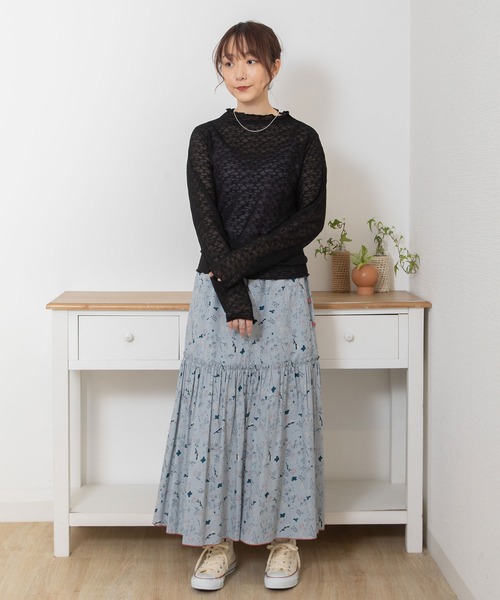 トップス FLUTU POU DOU DOU（プードゥドゥ） tシャツ 花柄シアータートルトップス