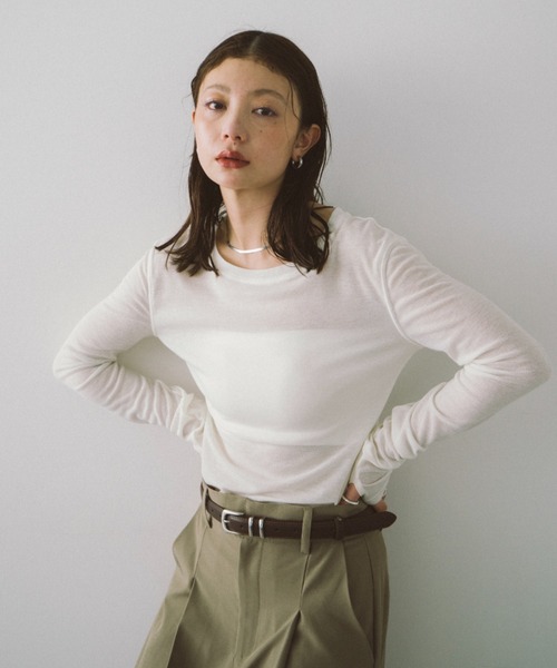 tシャツ シアー ロングスリーブ Tシャツ レディース HANNE tシャツ シアーロングスリーブTEE レディース : ZOZOTOWN