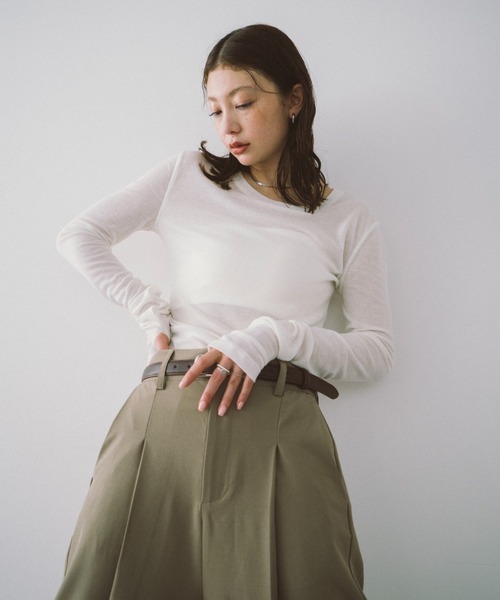 tシャツ シアー ロングスリーブ Tシャツ レディース HANNE tシャツ シアーロングスリーブTEE レディース : ZOZOTOWN