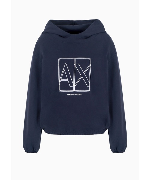 トレーナー スウェット 「A|X アルマーニ エクスチェンジ」ボックスロゴデザイン　フーデッドスウェットパーカー レディース ARMANI EXCHANGE トレーナー スウェット 「A|X アルマーニ