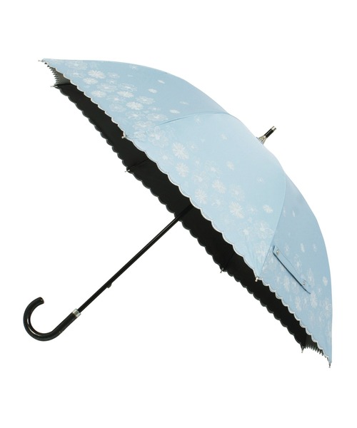 LANVIN en Bleu 日傘 傘 遮光100% 晴雨兼用日傘 長傘 フラワー