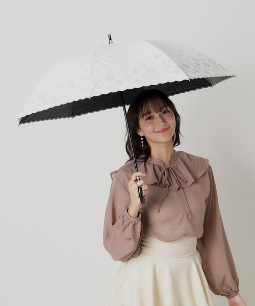 LANVIN en Bleu 傘 遮光 晴雨兼用 日傘 フラワーグリッター
