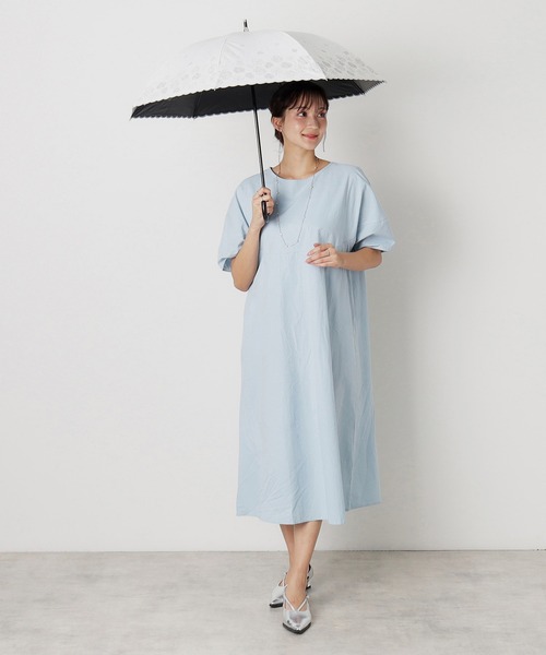 LANVIN en Bleu 傘 遮光 晴雨兼用 日傘 フラワーグリッター
