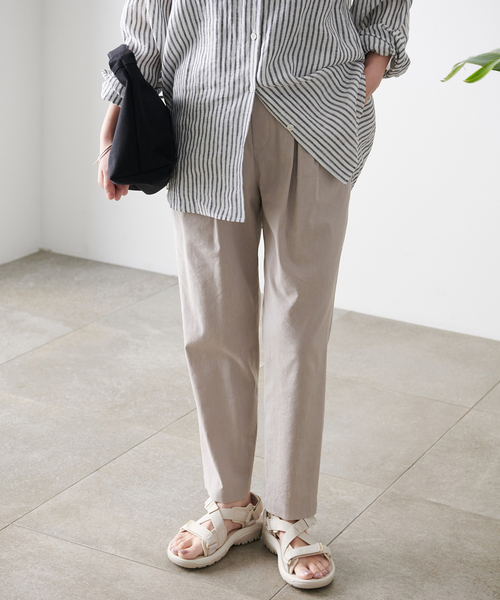 パンツ 「追加2」ウォッシャブルコットンリネンVISパンツ レディース  