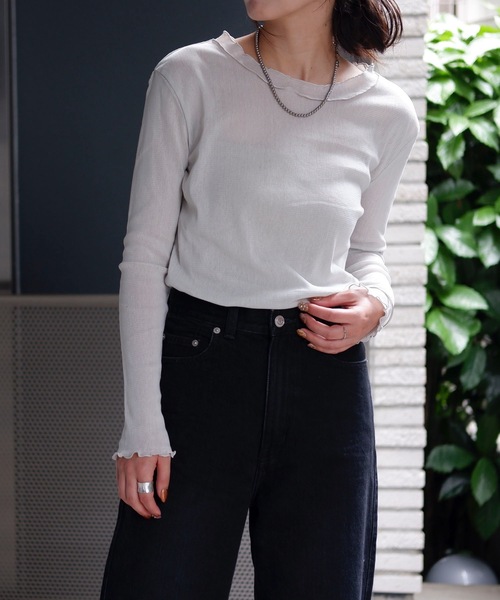 ＆HALF tシャツ コットンクルーネックシアートップス レディース