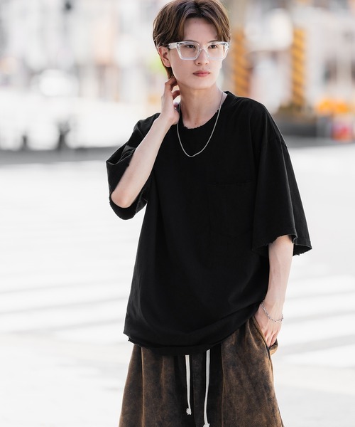 improves tシャツ ダメージ加工 胸ポケット 半袖Tシャツ メンズ 