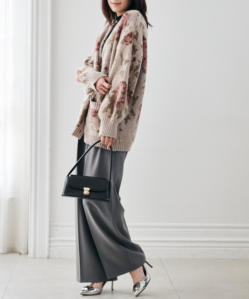 RANAN（ラナン） カーディガン フラワーフェザーVネックロング