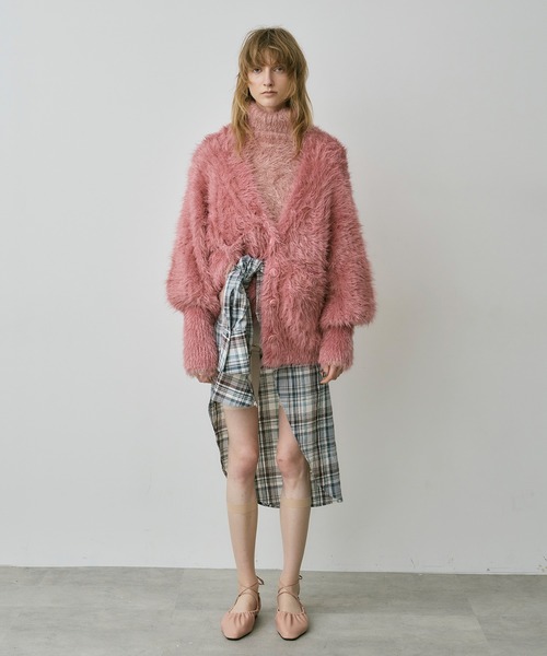 ラベルエチュードフェザーヤーンリラックス2wayカーディガンピンク