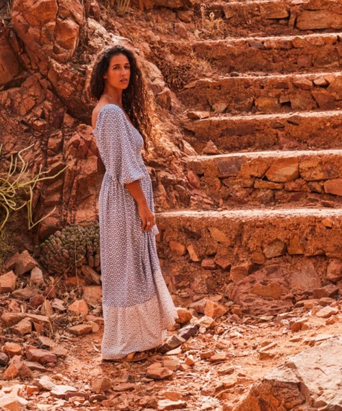 ROXY ワンピース BORDERLINE MAXI/ロキシー長袖マキシワンピ