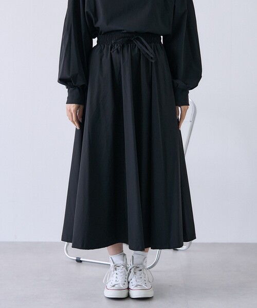 THOUSAND MILE　ナイロンロングスカート　フレア　ブラック FREAK'S STORE スカート THOUSAND MILE × STORE/サウザンド