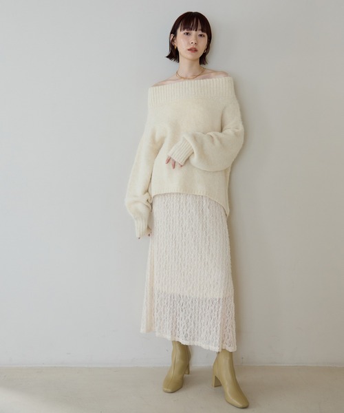 meilmada ニット セーター アルパカタッチオフショルニット レディース