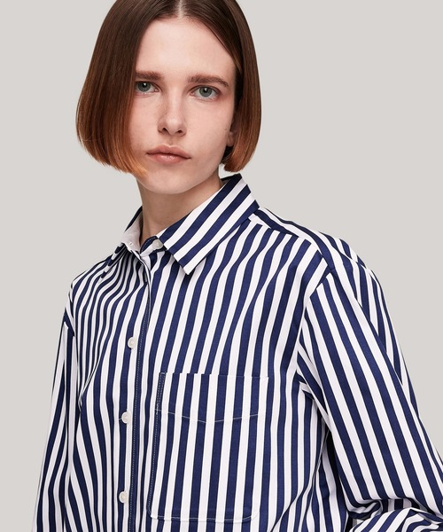 ブラウス シャツ バンカーストライプコットンシャツ レディース メンズ TOMMY HILFIGER ブラウス シャツ バンカーストライプコットン
