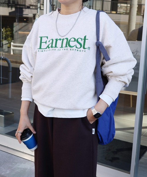 ANME トレーナー スウェット Earnestエンブロイダリー裏毛スウェット