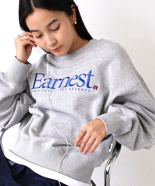 ANME トレーナー スウェット Earnestエンブロイダリー裏毛スウェット