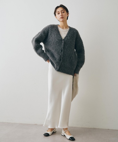 ウィムガゼット Whim Gazette 24AW ミックスヤーンニットカーディガン ウール混 F グレー /MI ■OS レディース Whim Gazette カーディガン ミックスヤーンニットカーディガン