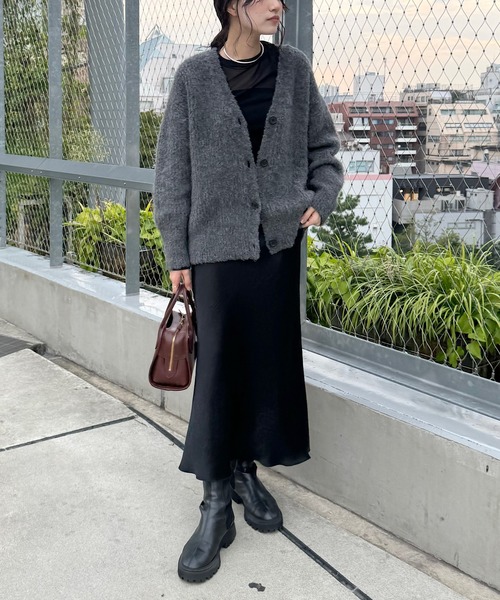 ウィムガゼット Whim Gazette 24AW ミックスヤーンニットカーディガン ウール混 F グレー /MI ■OS レディース Whim Gazette カーディガン ミックスヤーンニットカーディガン