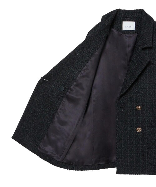 ANAYI（アナイ） コート チェスターコート ラメツイードテーラーダブル