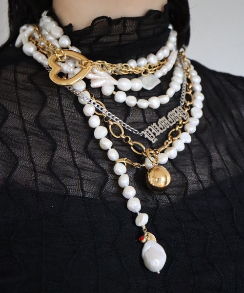 ネックレス 2way ball charm necklace / 2wayボールチャームネックレス レディースの画像