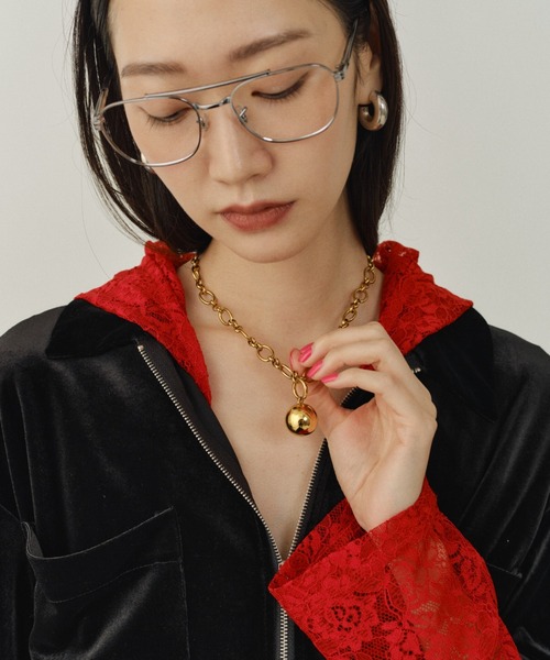 ネックレス 2way ball charm necklace / 2wayボールチャームネックレス レディースの画像