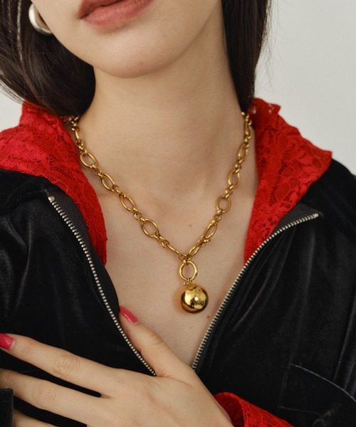 ネックレス 2way ball charm necklace / 2wayボールチャームネックレス レディースの画像