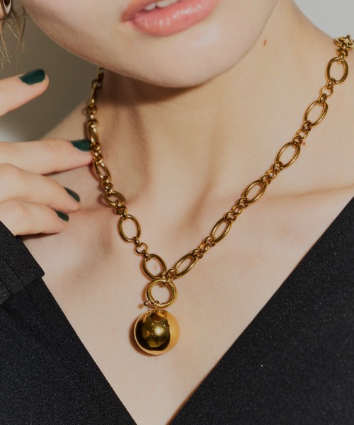 ネックレス 2way ball charm necklace / 2wayボールチャームネックレス レディースの画像