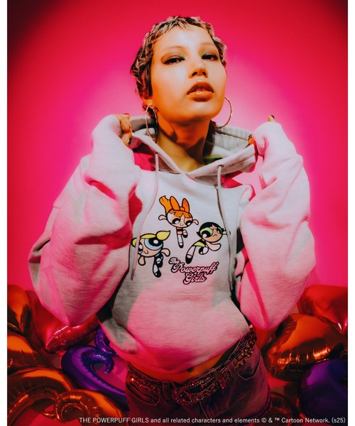 パーカー X-girl x THE POWERPUFF GIRLS SWEAT HOODIE レディース