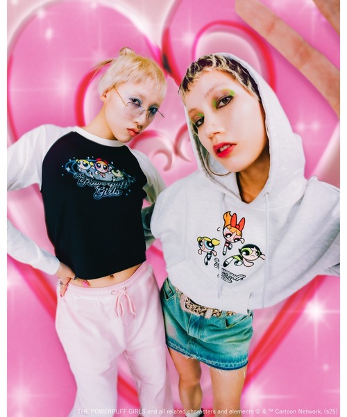 パーカー X-girl x THE POWERPUFF GIRLS SWEAT HOODIE レディース X-girl パーカー x THE POWERPUFF GIRLS SWEAT HOODIE
