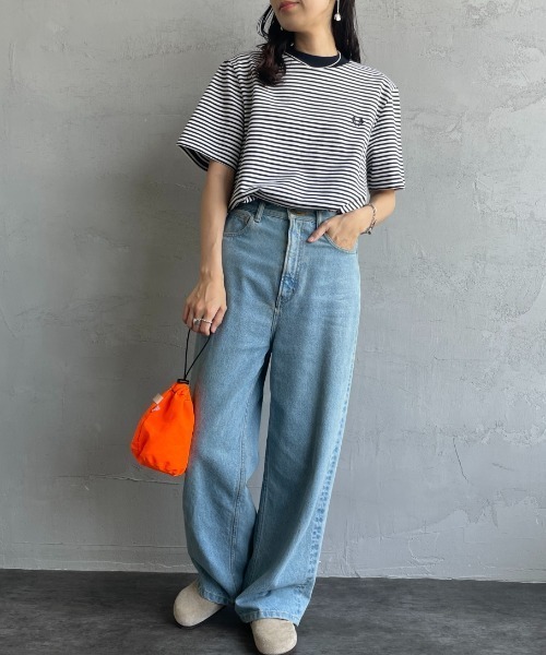 フレッドペリー ファインボーダー ワンポイントロゴ刺繍ショートスリーブTシャツ FRED PERRY tシャツ 「FRED PERRY/フレッドペリー」 ファイン