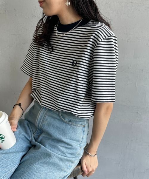フレッドペリー ファインボーダー ワンポイントロゴ刺繍ショートスリーブTシャツ セール】[FRED PERRY/フレッドペリー] ファインボーダー ワン