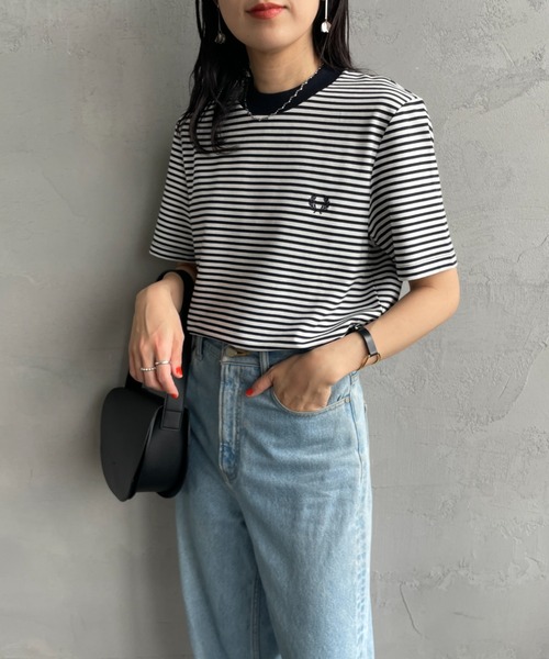 フレッドペリー ファインボーダー ワンポイントロゴ刺繍ショートスリーブTシャツ FRED PERRY tシャツ 「FRED PERRY/フレッドペリー」 ファイン