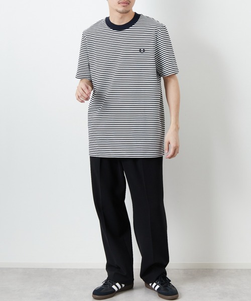 フレッドペリー ファインボーダー ワンポイントロゴ刺繍ショートスリーブTシャツ セール】[FRED PERRY/フレッドペリー] ファインボーダー ワン