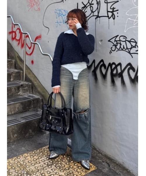 Sly J／W KNEE DENIM パンツ 0サイズ SLY | J／W KNEE DENIM パンツ (ストレート ) |SHEL'TTER WEBSTORE
