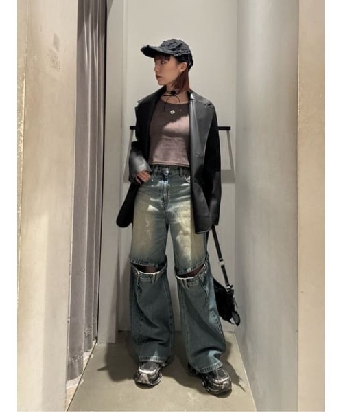 SLY J／W KNEE DENIM パンツ 0 SLY | J／W KNEE DENIM パンツ (ストレート ) |SHEL'TTER WEBSTORE