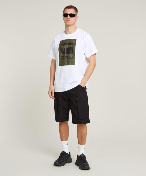 送料込★G-Star★Burger Box Rain Loose Fit Tシャツ セール】BURGER BOX RAIN LOOSE T-SHIRT/ボックスブランドロゴ