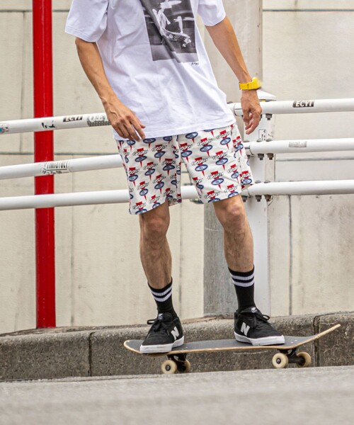新品　L チャレンンジャー × ホソイ ハーフパンツ　総柄　ロゴ CHALLENGER/HOSOI LOGO SHORTS｜Daytona Park(FREAK'S STORE公式