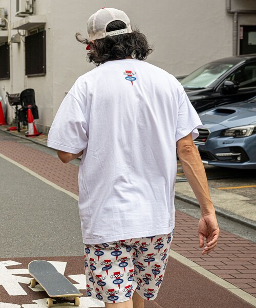 XL【CHALLENGER】FIRE SHORTS／新品タグ付／送料込 CHALLENGER/FIRE SHORTS（LT PINK/WHITE）［ファイヤーショーツ