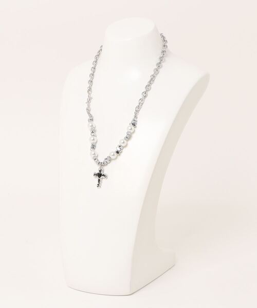 FreeZone ネックレス Y2k パールクロスネックレス メンズ レディース