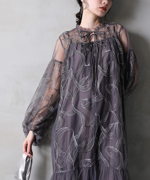 Kana ドレス リボン キャミワンピース 2点セット フェミニン