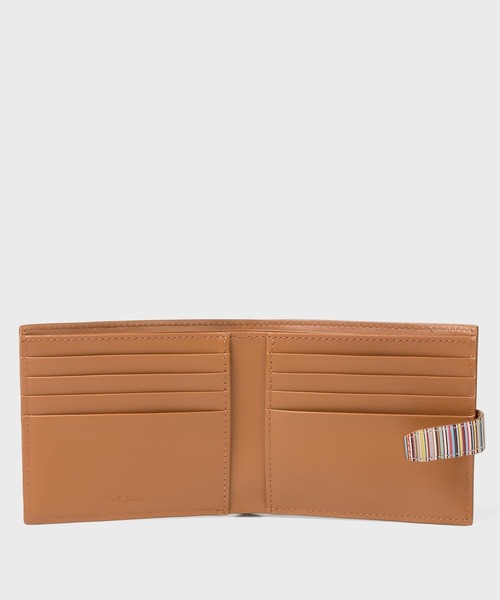ポールスミス Paul Smithブライトストライプステッチ折り財布　キャメル Paul Smith（ポール・スミス） 二つ折り 二つ折り財布 財布